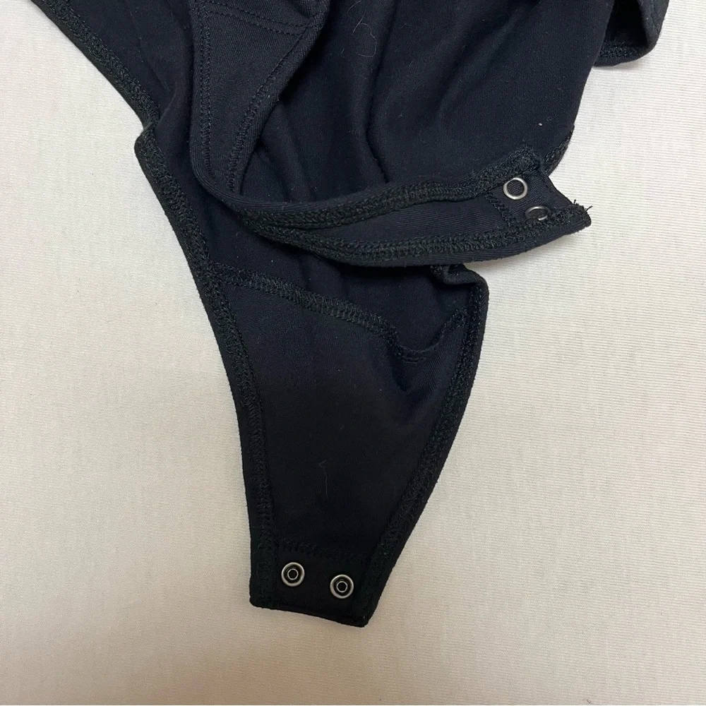 Abercrombie & fitch black mesh asymmetrical bodysuit long sleeve